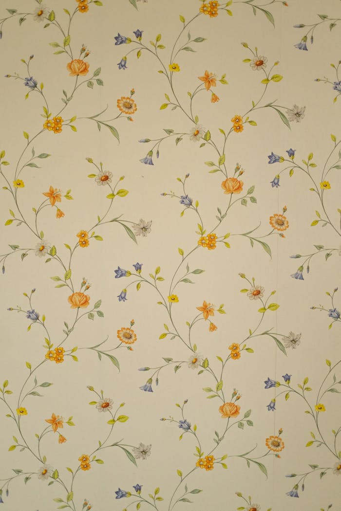 Seamless floral pattern wallpaper with vintage design in pastel colors.